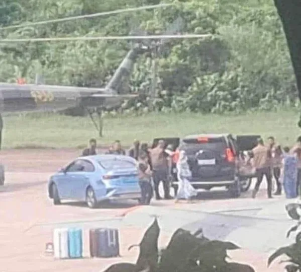 A photo at the airport showing Hasina fleeing the country  